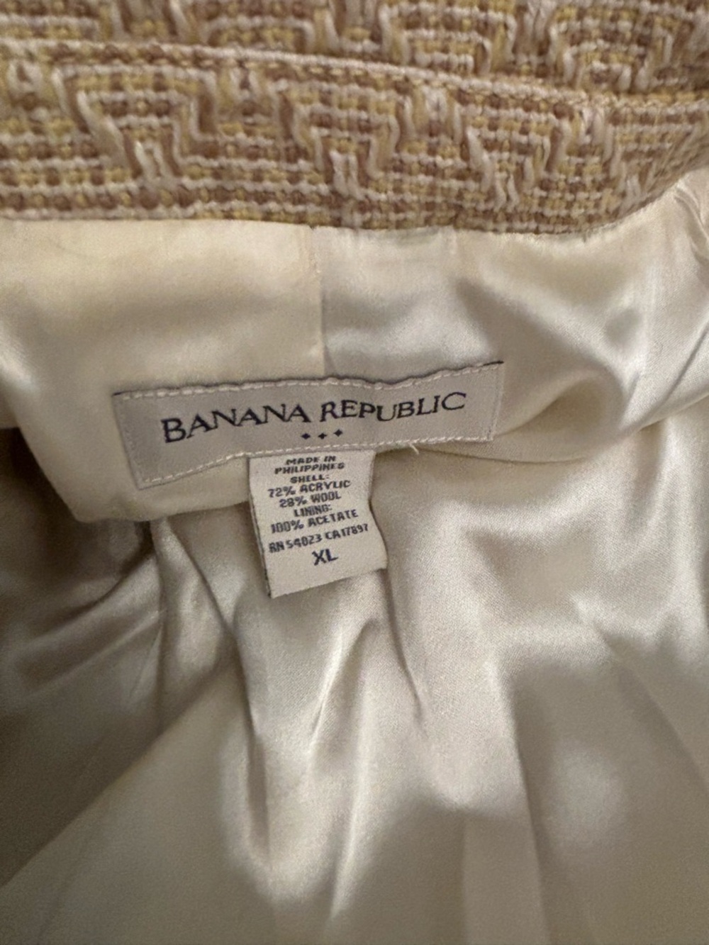 Banana Republic Cream and Beige Textured Coat XL - Picture 6 of 6